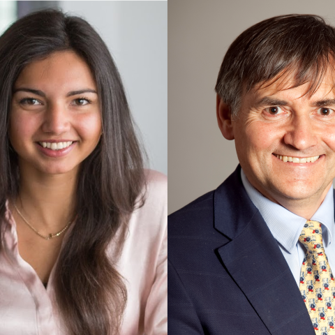 Lilly Palackal, Quantum Algorithms Team Lead in Supply Chain Innovation, und Hans Ehm, Senior Principal Supply Chain Management bei Infineon © Infineon Technologies AG